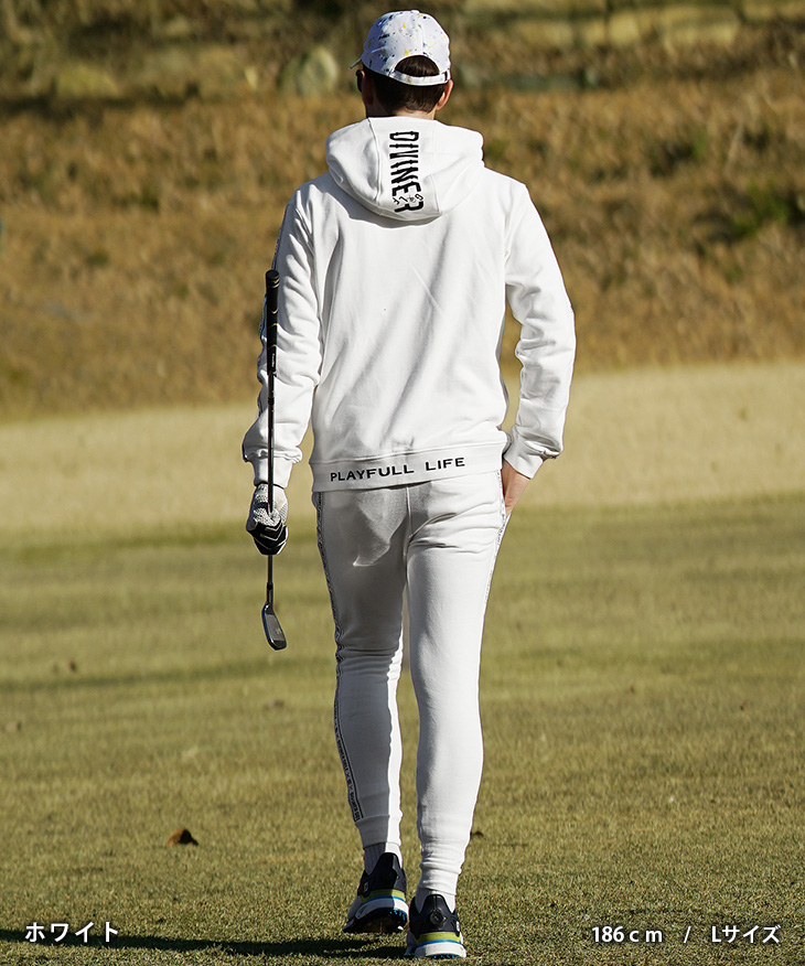 DIVINER GOLF ゴルフウェア メンズ セットアップ ブランド 裏毛 ロゴ ゴルフ スウェット 上下セット サイドライン パーカー ジョガーパンツの画像
