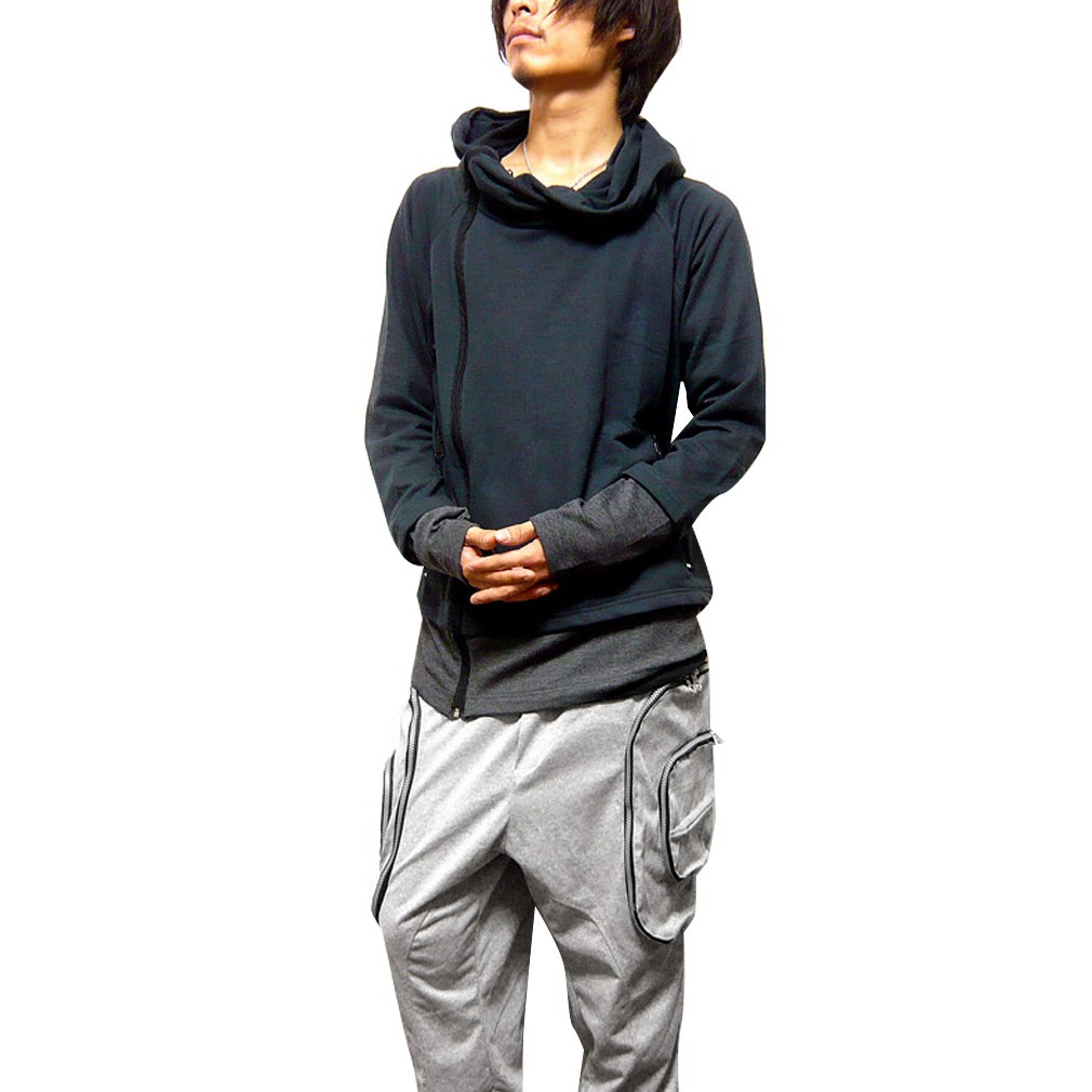 パーカー メンズ ジップパーカー フェイクレイヤード きれい目  