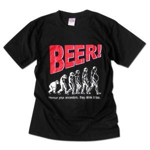 Tシャツ 半袖 おもしろTシャツ BEER ビール 人類の進化 ネタT ペアルック 誕生日プレゼント...