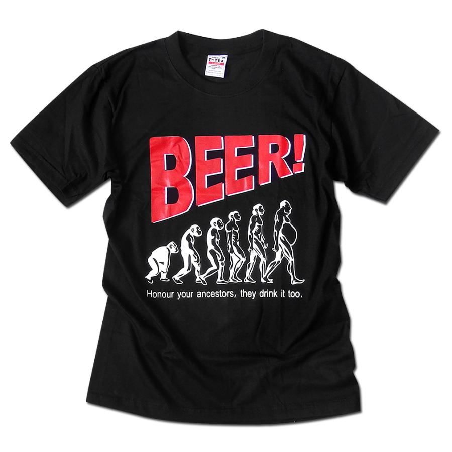 Tシャツ 半袖 おもしろTシャツ BEER ビール 人類の進化 ネタT ペアルック 誕生日プレゼント ブラック ユニセックス パロディ｜eversoul｜02