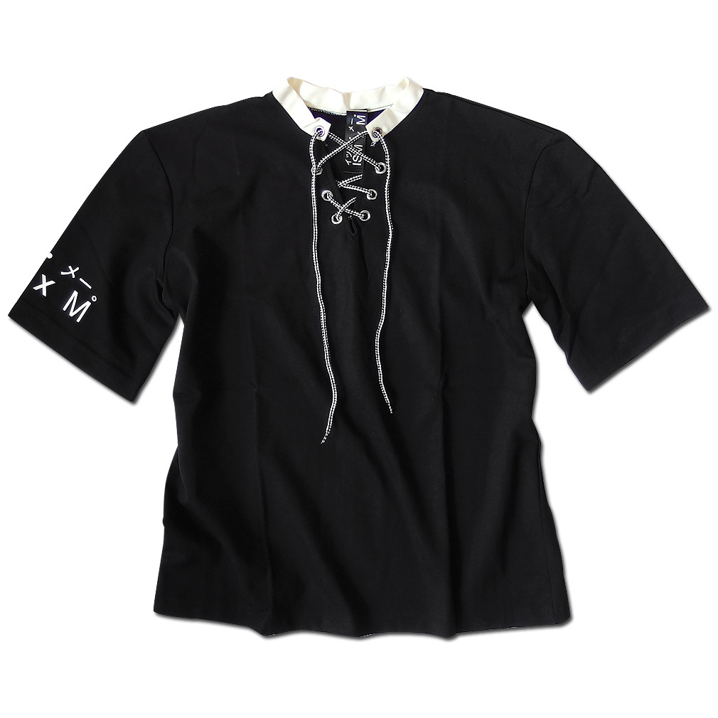ISMxM Tシャツ カットソー 原宿系 モード系 レースアップ メンズ ワイドシルエット オーバーサイズ パンク ゆったり ドロップショルダー 春 夏 |  | 01