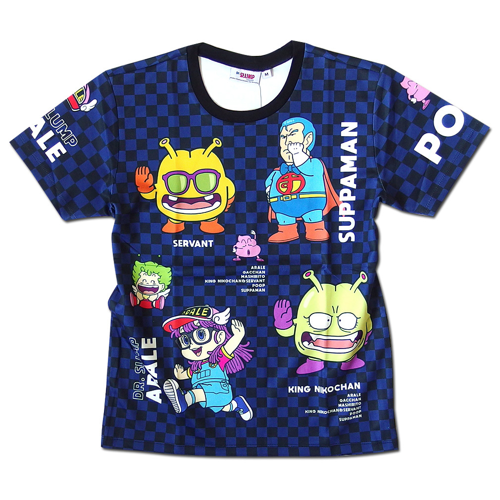 ドクタースランプ アラレちゃん あられちゃん スッパマン Ｔシャツ ニコチャン大王 ガッちゃん メンズ 総柄 プリント アニメ 半袖 キャラクター  原宿系