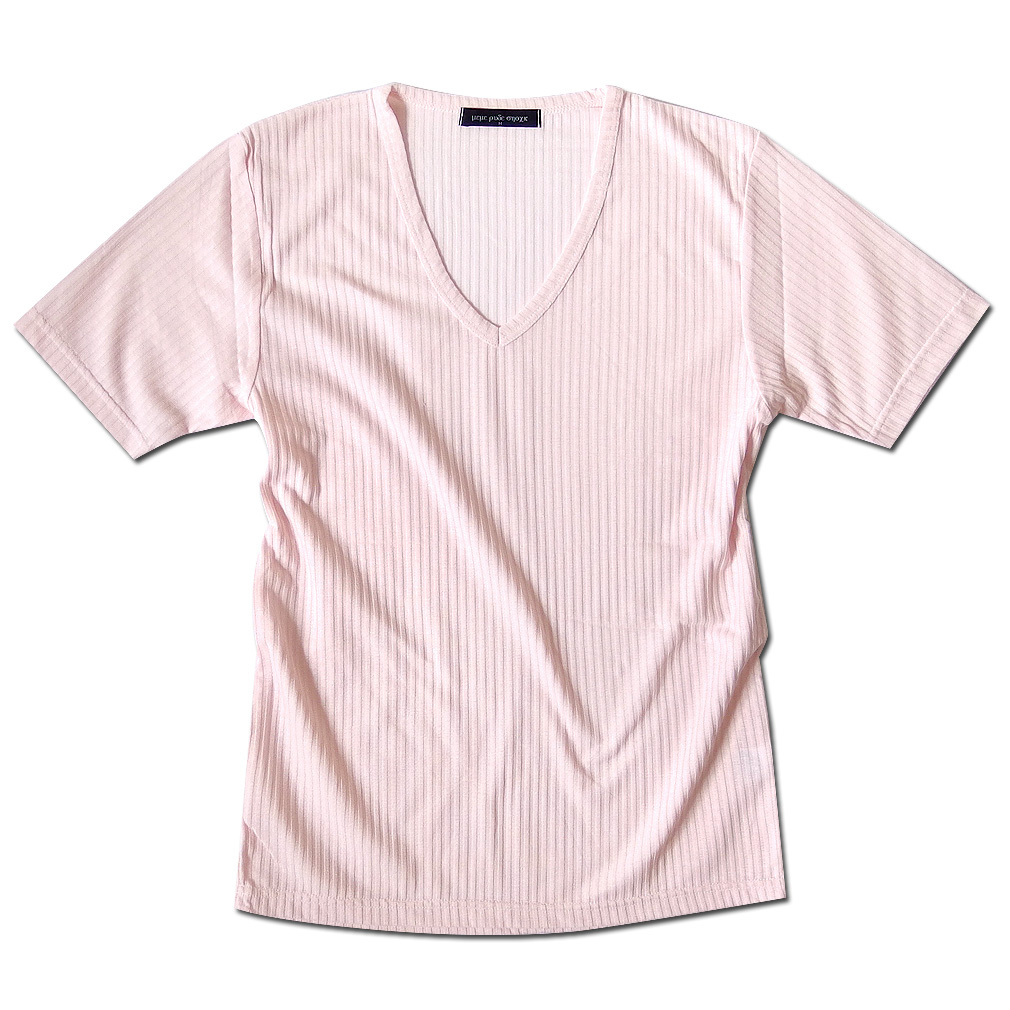 Vネック Tシャツ 半袖 カットソー メンズ 日本製 無地 リブ テレコ シャーベットカラー パステルカラー ピンク イエロー グリーン ホワイト 白  インナー