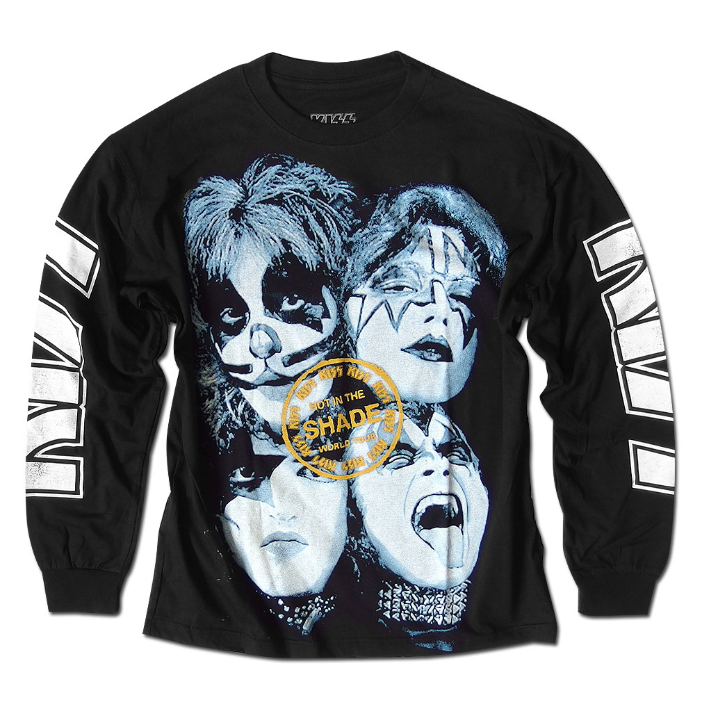 KISS キッス ロンT 長袖 Ｔシャツ メンズ 袖プリント 厚手 ヘビーウェイト バンドＴ メンバー グッズ ゆったり オーバーサイズ