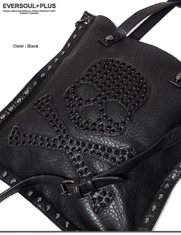 トートバッグ 2WAY ショルダーバッグ 斜めがけ ビジュアル系 ブラック