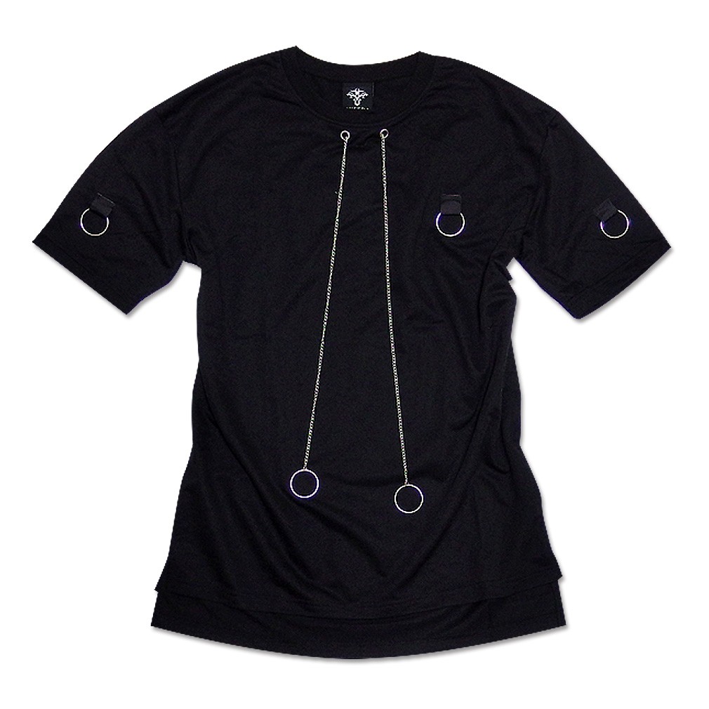 Ｔシャツ メンズ 半袖 チェーン リング パンク ホワイト 白 ビジュアル系 衣装 韓国 ファッション | ブランド登録なし | 01