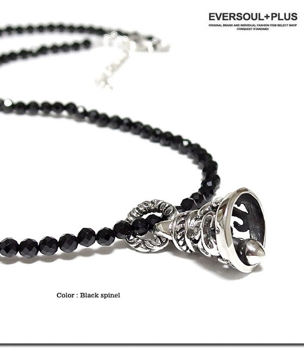 ブラックスピネル ネックレス メンズ アクセサリー シルバー ヘッド