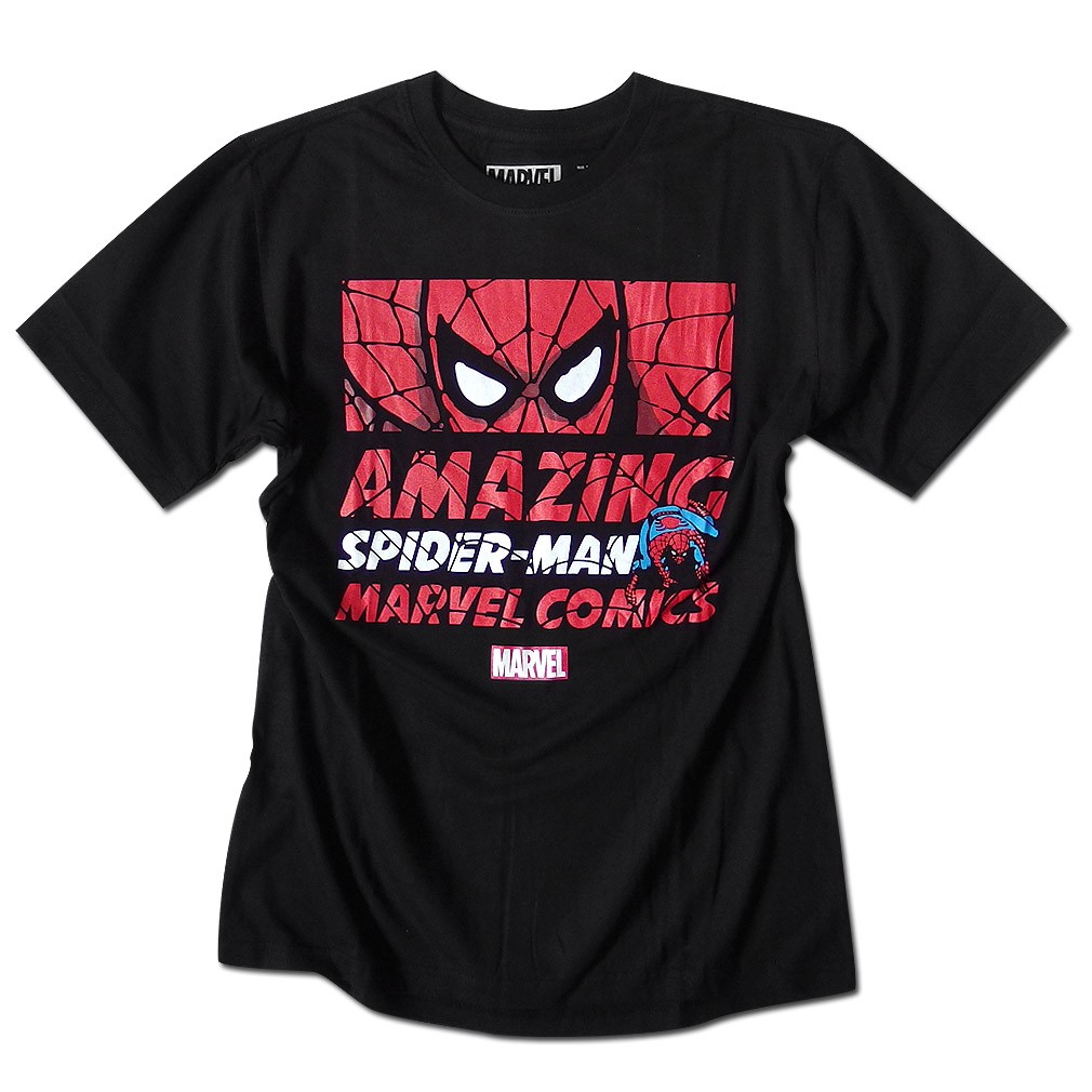 スパイダーマン プリント Ｔシャツ メンズ ロゴ マーベル 半袖 キャラクター MARVEL アメコミ tシャツ グッズ 黒 ブラック｜eversoul｜02