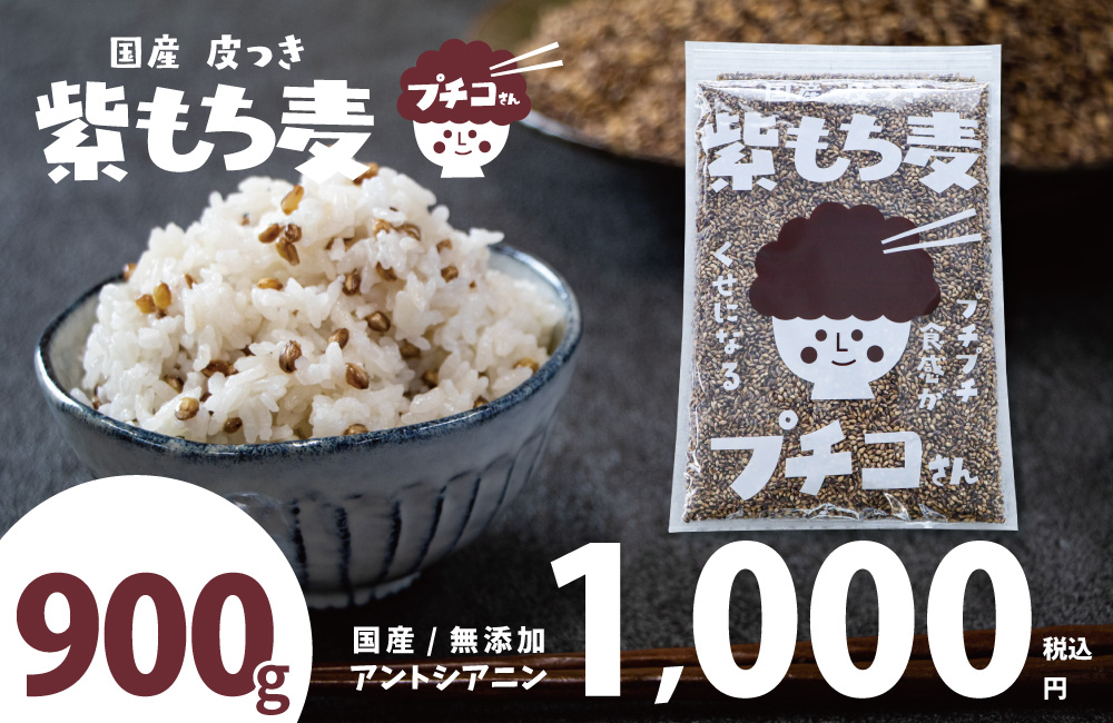 もち麦 国産 900g ダイシモチ 皮付き 紫もち麦 プチコさん 900gx1袋