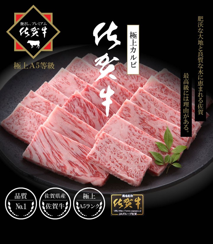 牛肉 黒毛和牛 A5等級 佐賀牛 カルビ 焼肉 カット 200グラム 1パック