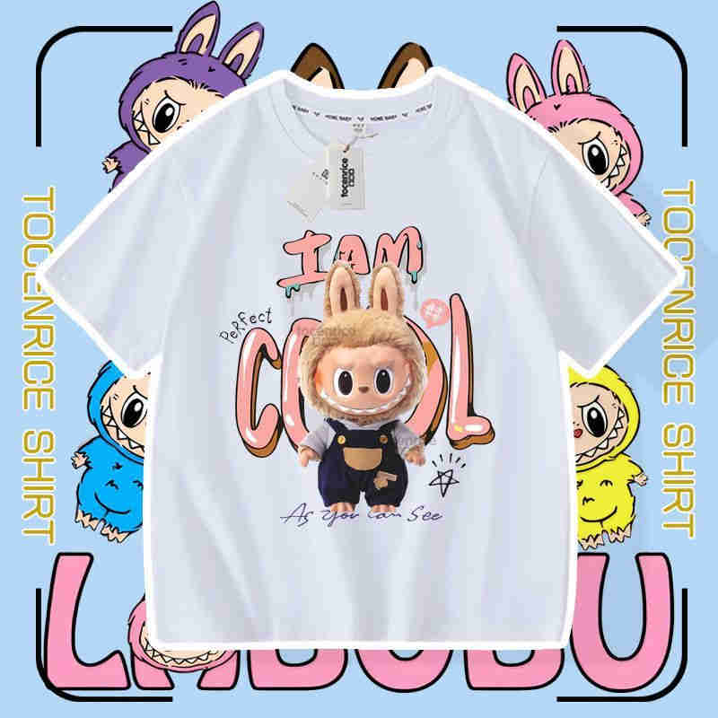 ラブブ Tシャツ 半袖 キッズ 綿 labubu 子供/レディース ジュニア