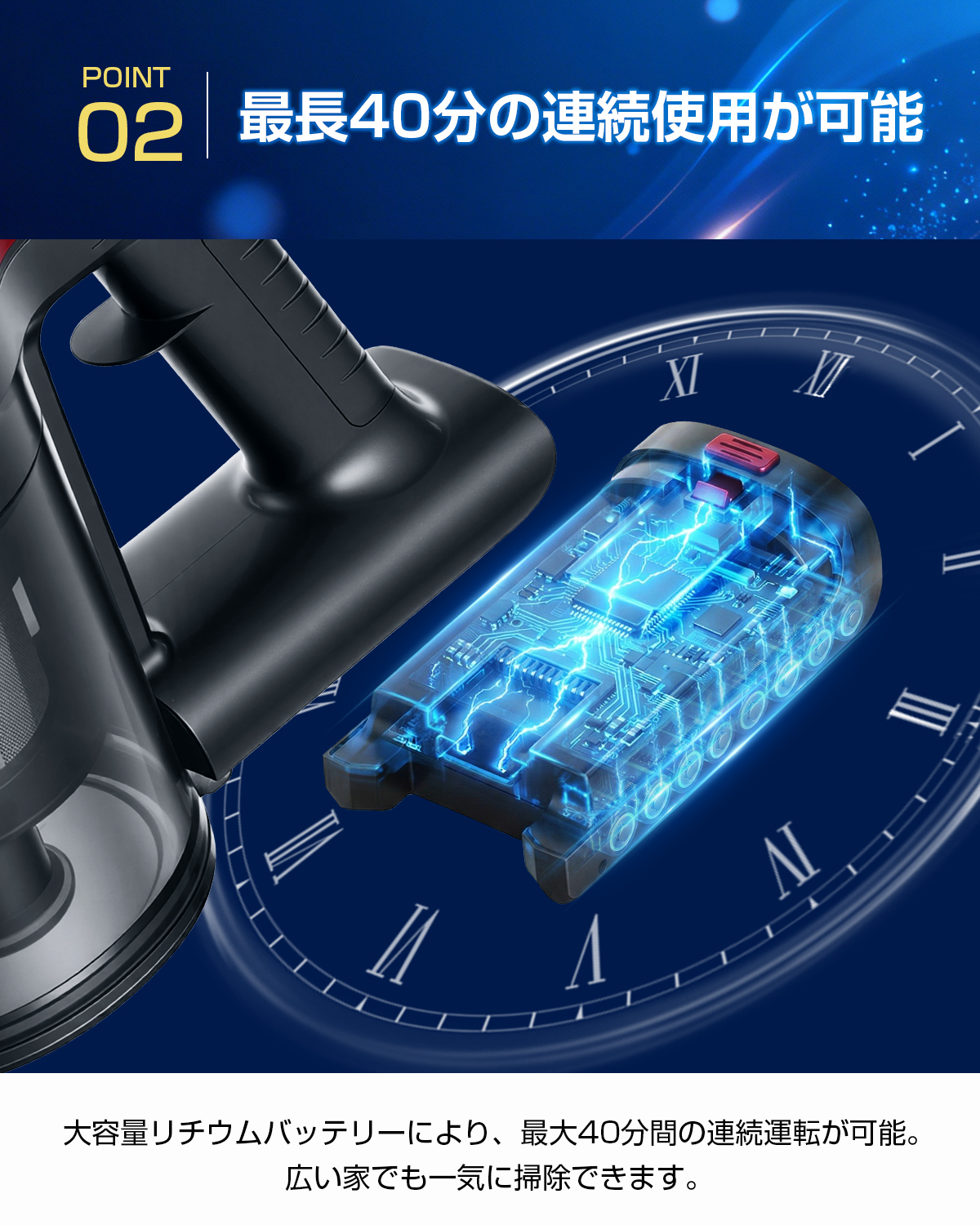 \超夏祭り★14,980円→10,980円更にP5倍!/掃除機 コードレス サイクロン 70KPa強力吸引 40分間稼働 LED表示 壁掛け収納 サイクロン掃除機 BH609 関連画像5