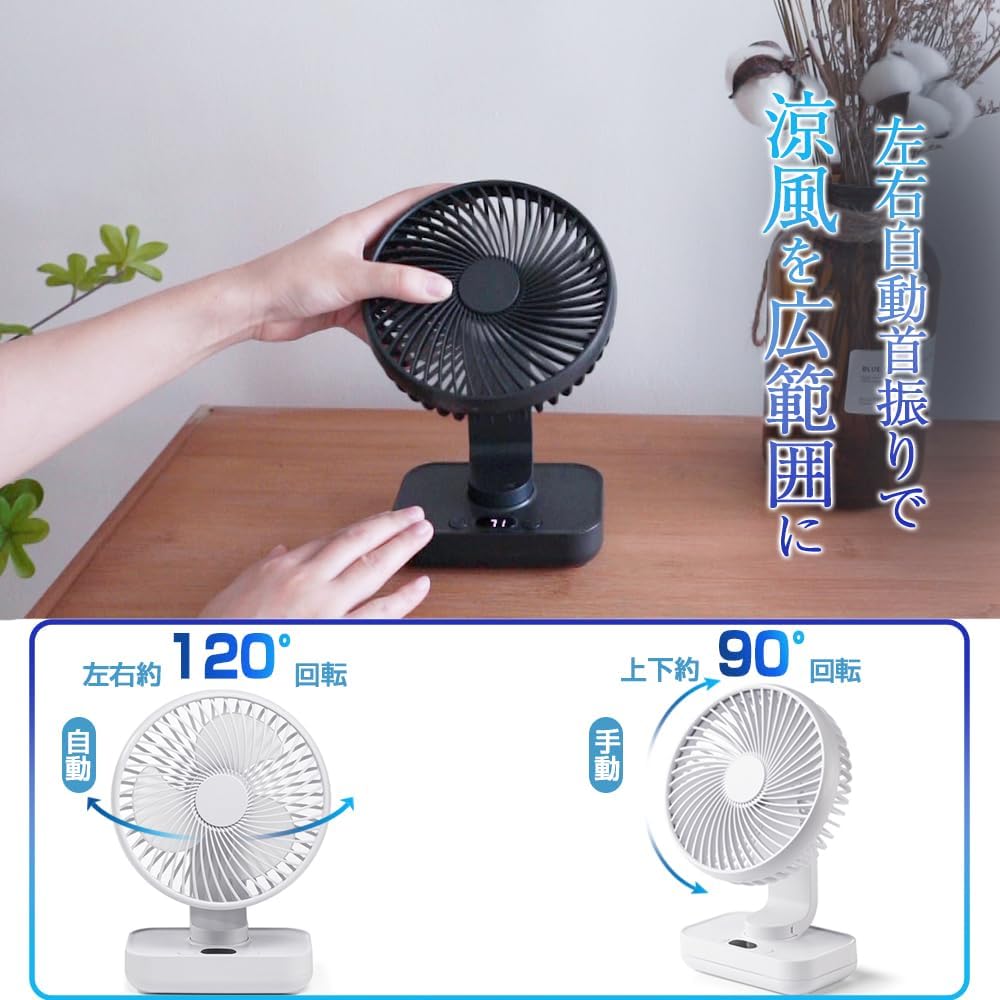 \当日出荷★3,980円→2,980円!/扇風機 卓上 USB扇風機 卓上扇風機 壁掛け 小型扇風機 コンパクト 風量4段階 首振り 超静音 清潔ホワイト ブラック 関連画像5