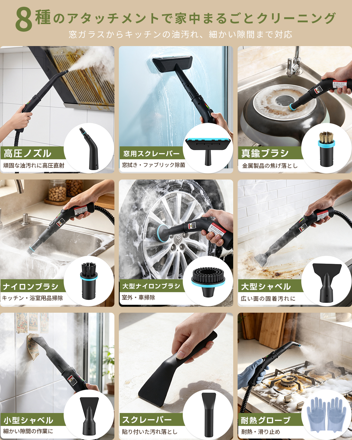 \超夏祭り★8,980円→6890円/スチームクリーナー 小型 ミニ除菌 高温スチーム 6点セット 洗剤なしで汚れ落ち 高性能 防カビ 油汚れ トイレSC02 関連画像5
