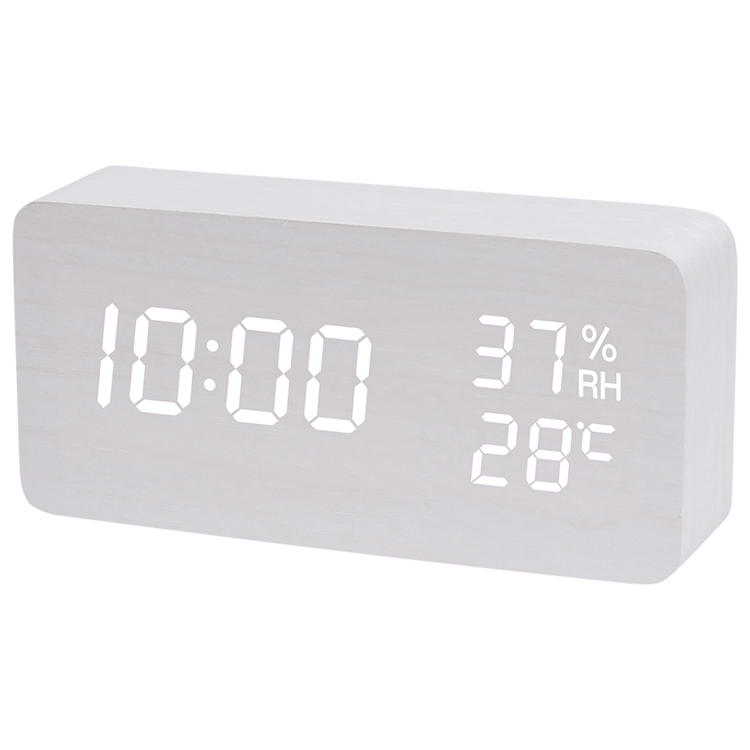 USB充電式 置き時計 デジタル 目覚まし時計 おしゃれ LED表示 クロック 置時計 大音量 内蔵バッテリー 温度計 カレンダー アラーム 木製 卓上 音感センサー｜ewin｜05