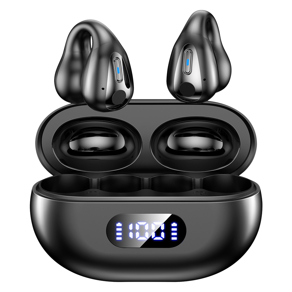 ワイヤレスイヤホン 骨伝導イヤホン Bluetooth5.3 ヘッドホン 耳掛け式 ブルートゥース イヤホン 残量表示 耳クリップ型 Hi-Fi高音質 iPhone Android 対応｜ewin｜02
