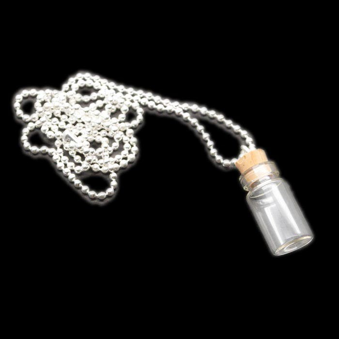 ガラス小瓶 コルク付き ネックレス レジン 円柱 ミニボトル 小瓶