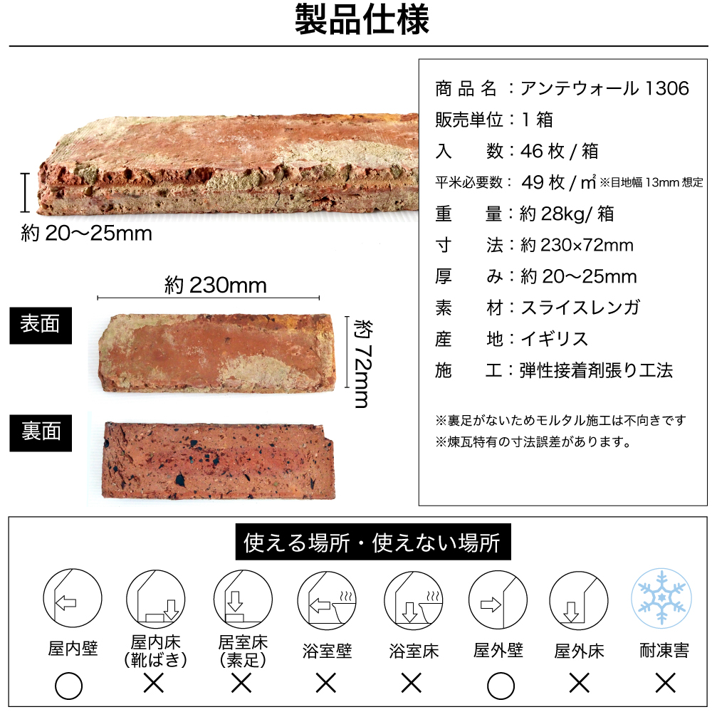 爆買 【アンティーク調レンガ壁用 アンテウォール No.1306 ケース販売