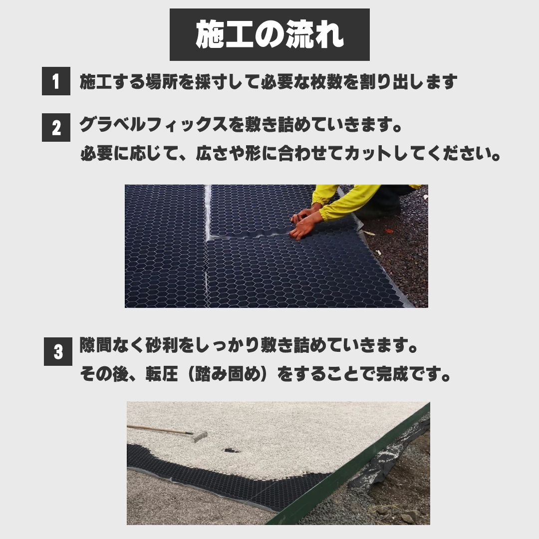 砂利固定 砂利保護材 シート ズレ防止 砂利敷き DIY エクステリア 庭　駐車場 防草 安定 1176×764×26mm | GRAVEL FIX LITE グラベルフィックスライト 5枚販売｜ex-ceracore｜08