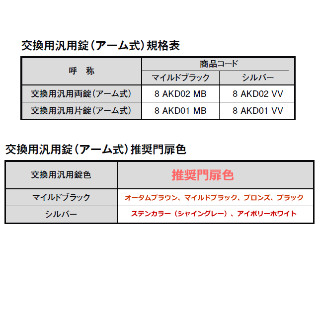 在庫有】LIXIL(リクシル)交換用汎用錠 (アーム式)両錠 ※両開き用