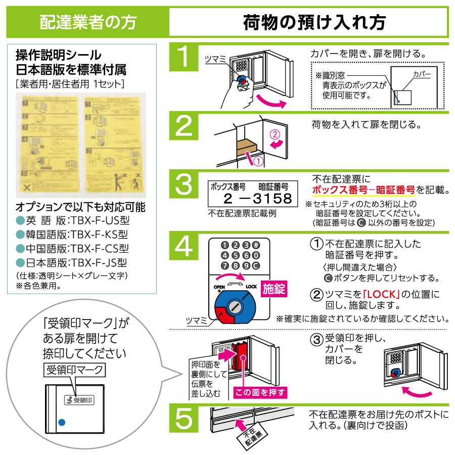 集合住宅用 宅配ボックス ダイケン DAIKEN 共有仕様 TBX-F2SS 標準扉