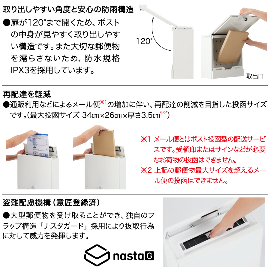 無料プレゼント対象商品】 郵便ポスト 郵便受け 壁付け NASTA ナスタ 