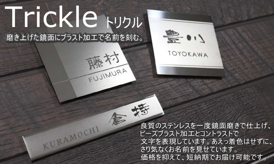 表札 オンリーワンクラブ Trickie トリクル タイプ5 AG1-TRK05 戸建て
