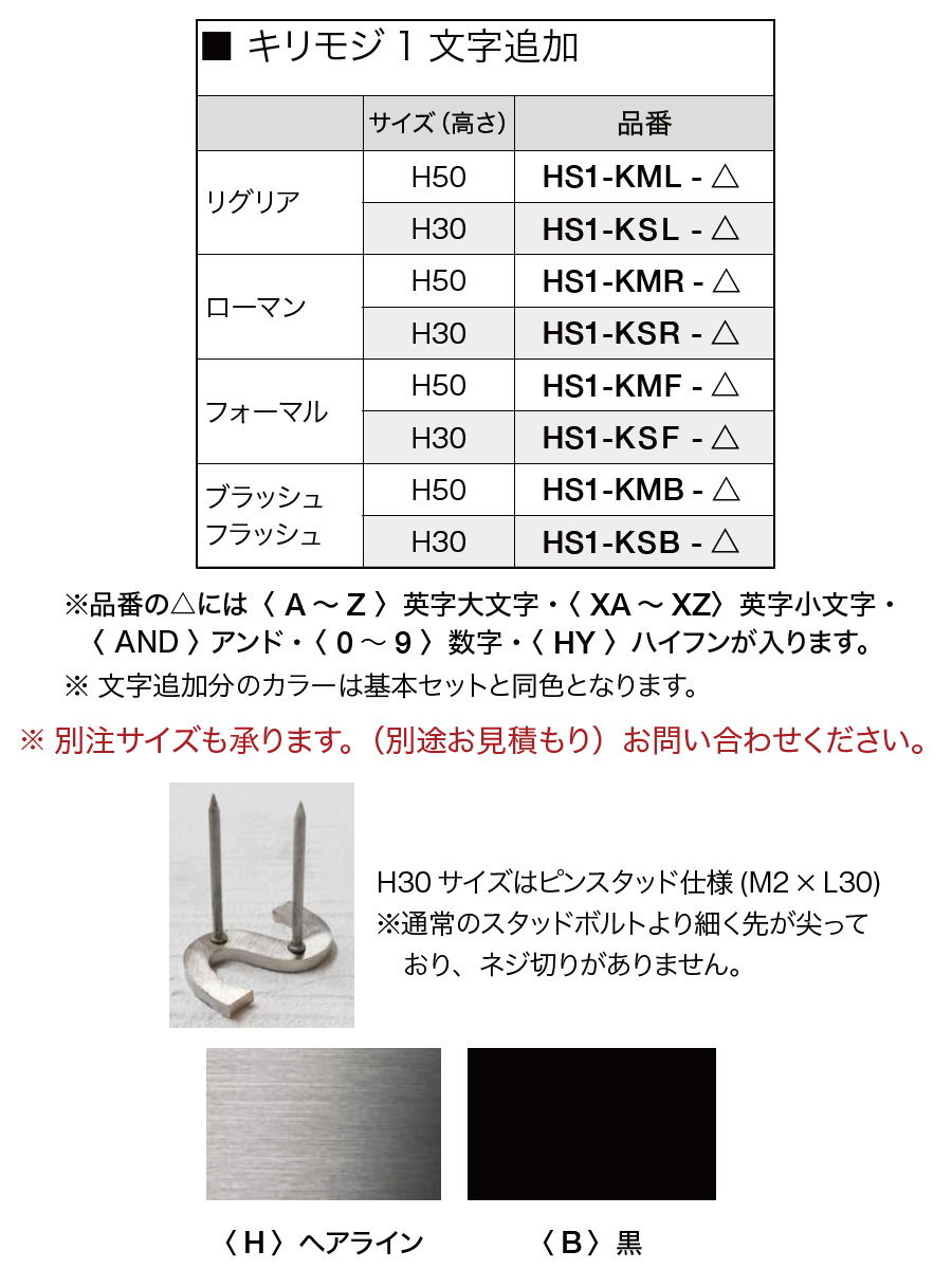 表札 オンリーワンクラブ キリモジ Kirikoji オプション1文字追加 ローマン H50 HS1-KMR-△ 戸建て オーダー : oo03sh- hs1-kmr : DIY・エクステリアG-STYLE - 通販 - Yahoo!ショッピング