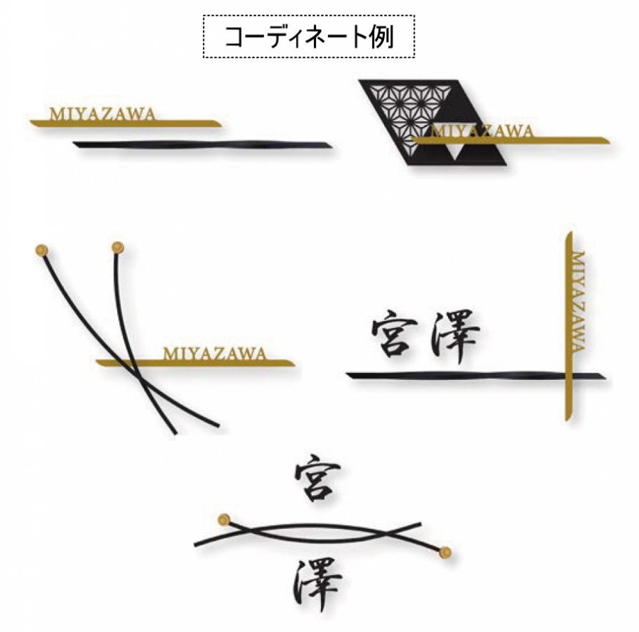 表札 オンリーワンクラブ ハナイケ hanaike 真鍮切り文字バー 右寄せ