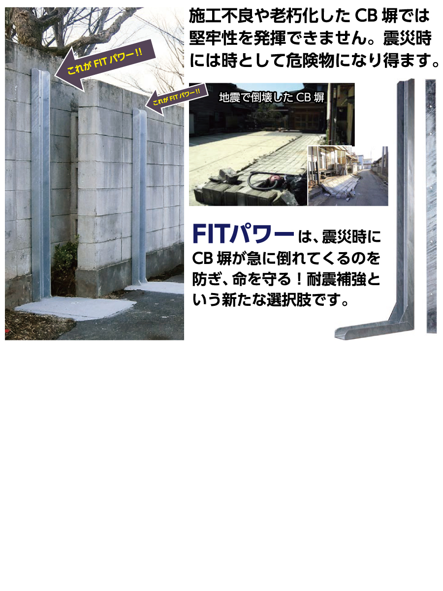 耐震 補強金具 オンリーワンクラブ FITパワー 標準18型 CB厚120用 フィットパワー （コンクリートブロック塀耐震補強金具）