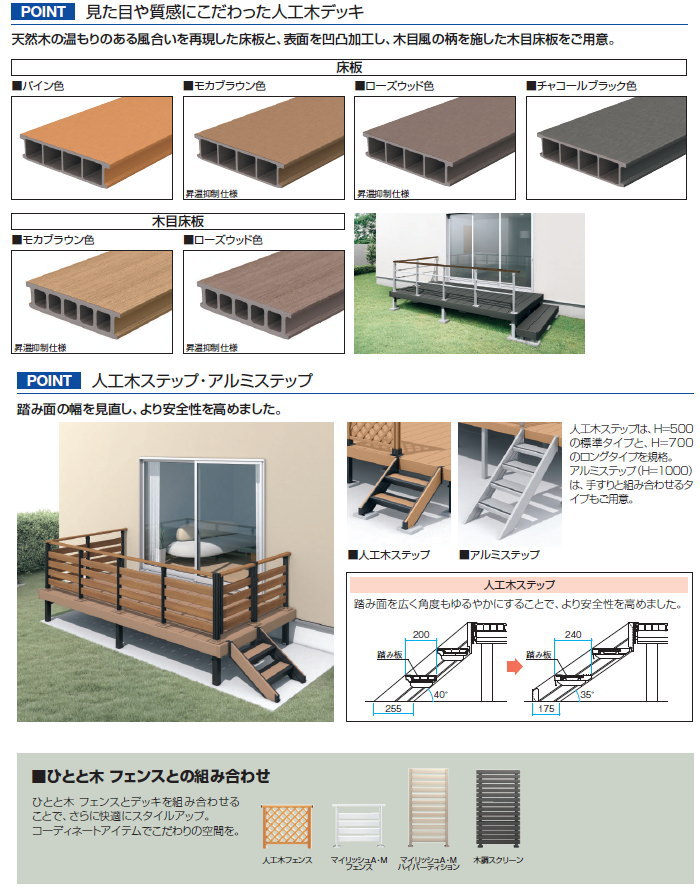 ウッドデッキ ひとと木2 標準床板 1.0間×3尺 束柱H550固定タイプ