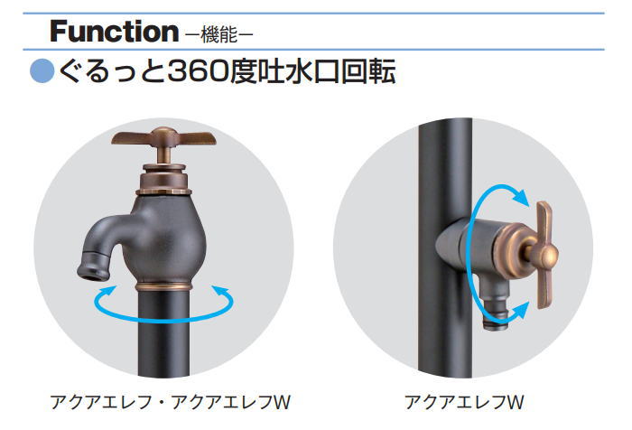 立水栓 水栓柱 竹村製作所 蛇口一体型デザイン水栓柱 アクアエレフW　1.0m 二口水栓柱 S-34EW-1313100 専用蛇口・補助蛇口付  おしゃれ かわいい 蛇