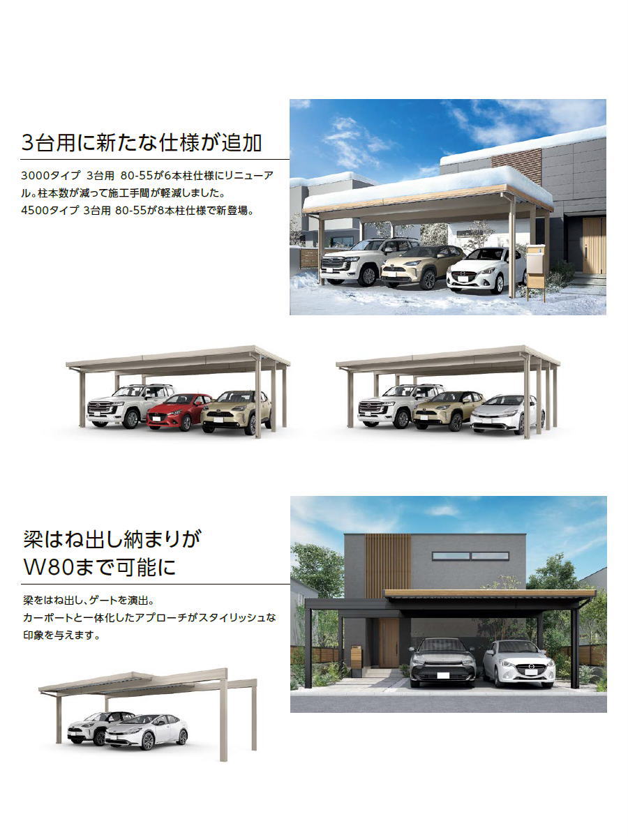カーポートST 3000タイプ 2台用 48・18-55型用 横材追加 ※本体への追加
