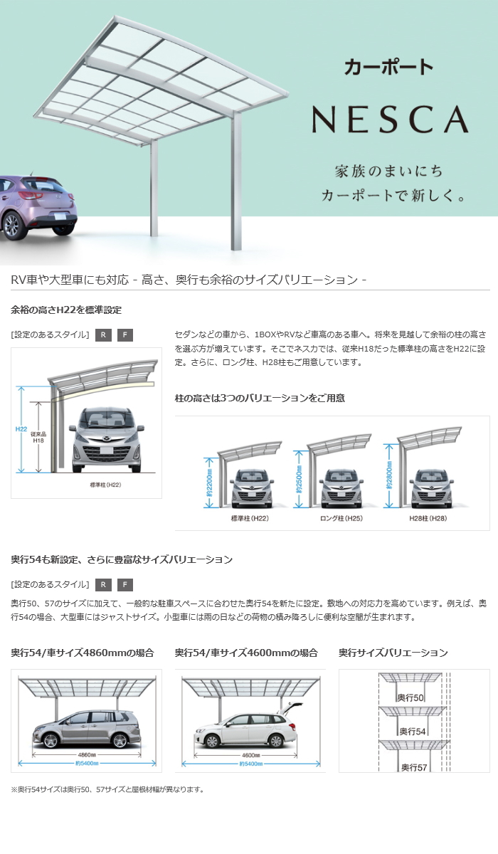 愛知・三重・岐阜限定 カーポート LIXIL リクシル TOEX ネスカR ワイド 基本セット 54−50 ポリカ ロング柱 2台用 :  to11ya00015-54-50 : DIY・エクステリアG-STYLE - 通販 - Yahoo!ショッピング