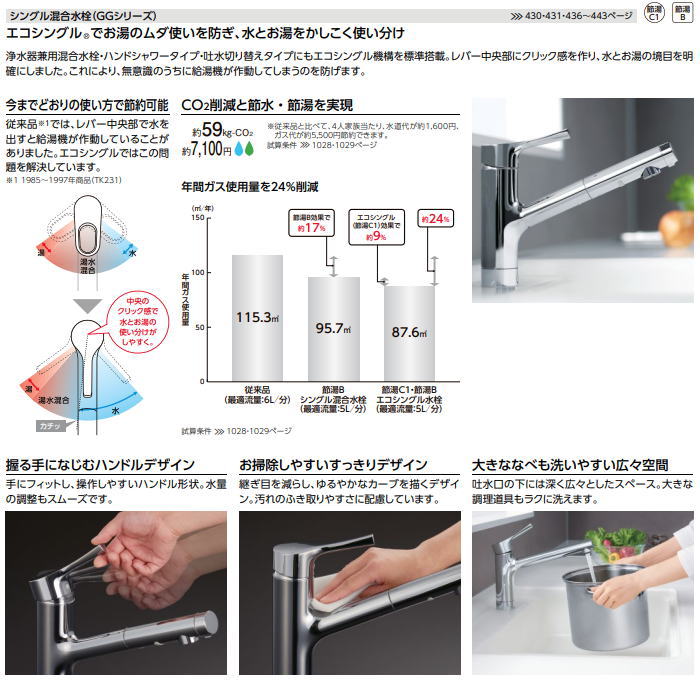 無料☆特典対象】 TOTO 台付シングル混合水栓 GGシリーズ TKS05305JA