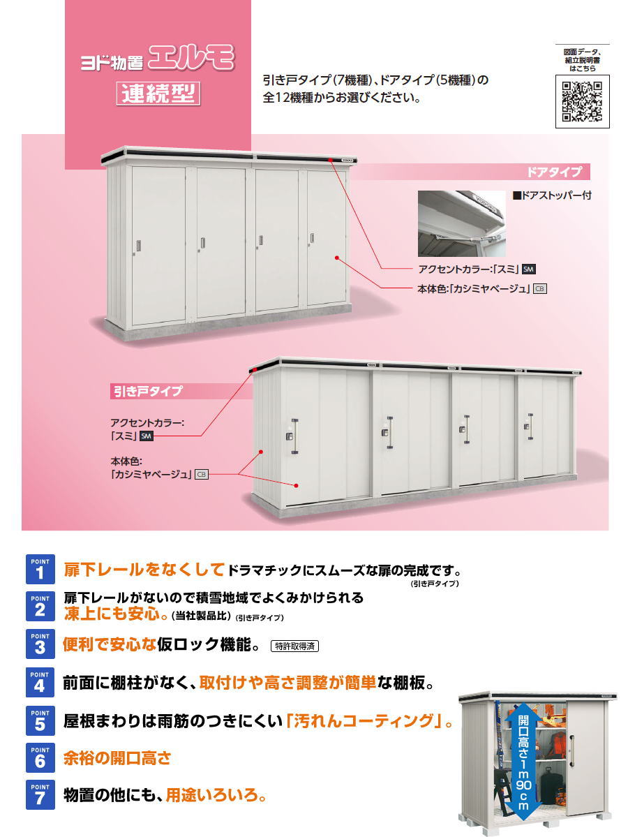 ヨド物置 収納 ヨドコウ 淀川製鋼 エルモ連続型 引き戸タイプ 基本棟 2