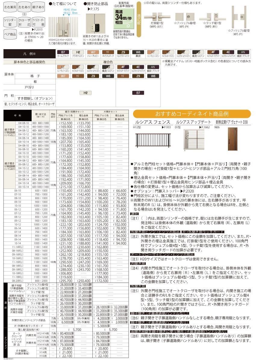 門扉 YKK YKKap ルシアス門扉S03型 親子開き(子扉道路側ハンドルなし