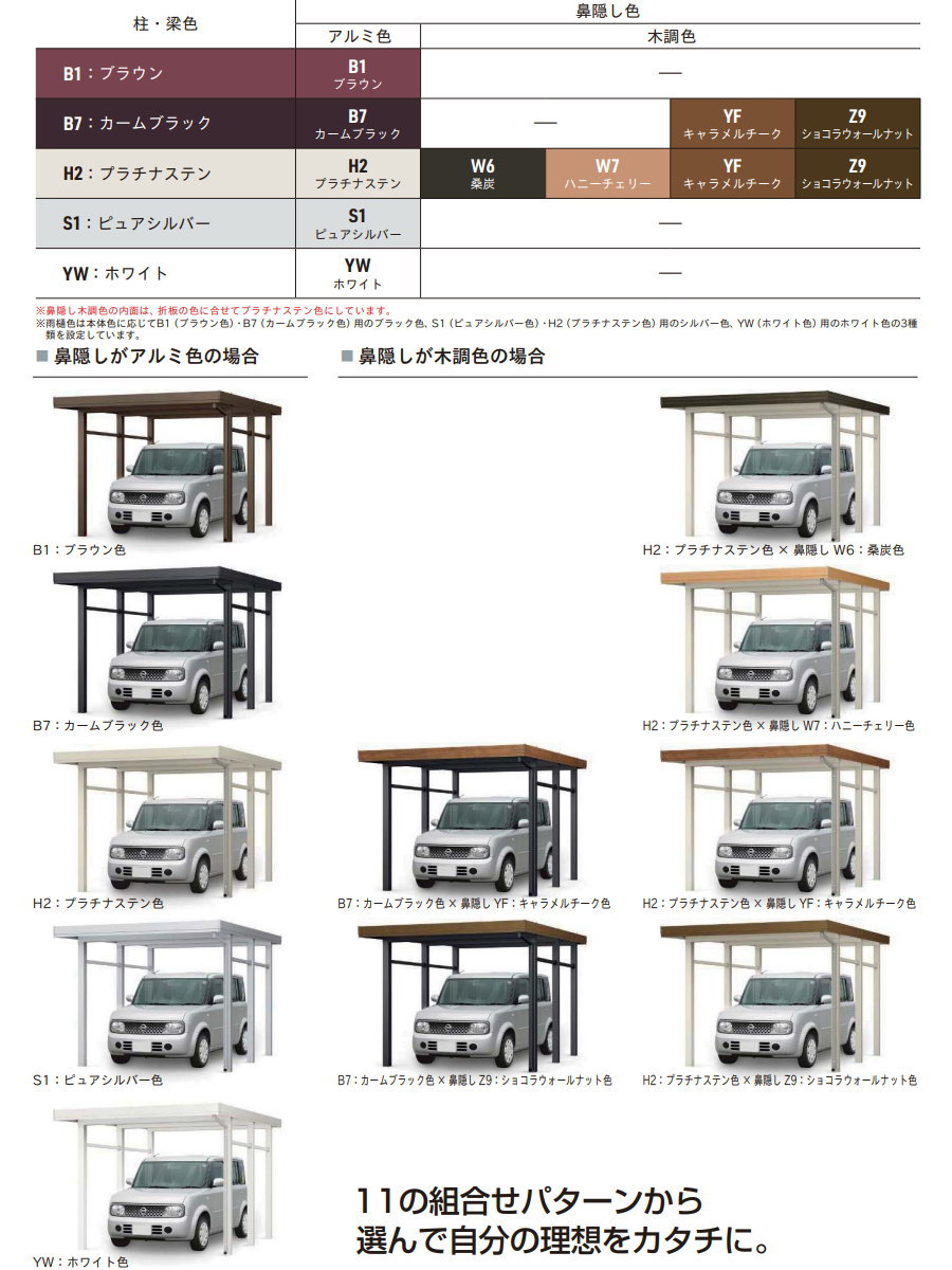 カーポート 4台用 YKK YKKap ジーポート Pro 1500タイプ 間口（2）連結柱6本 M55-60・60 H30 横材なし アルミ色  明かり取りなし MCD（奥行（2）連 : yk11-gpro1500-4-09 : DIY・エクステリアG-STYLE - 通販 -  Yahoo!ショッピング