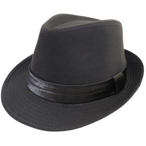 帽子 メンズ ハット 大きいサイズ 中折れハット 中折れ帽子 頭回り約62cm対応 ブラックボディー...