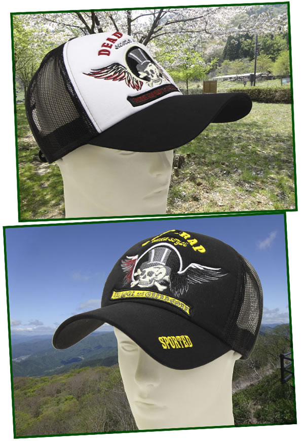 网眼帽帽子男装大尺寸62厘米对应骷髅刺绣big尺寸-日本