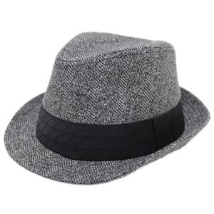 大きいサイズ 帽子 メンズ 中折れハット 秋冬 サイズ調節可能 61cm対応 ジャガードハイバック