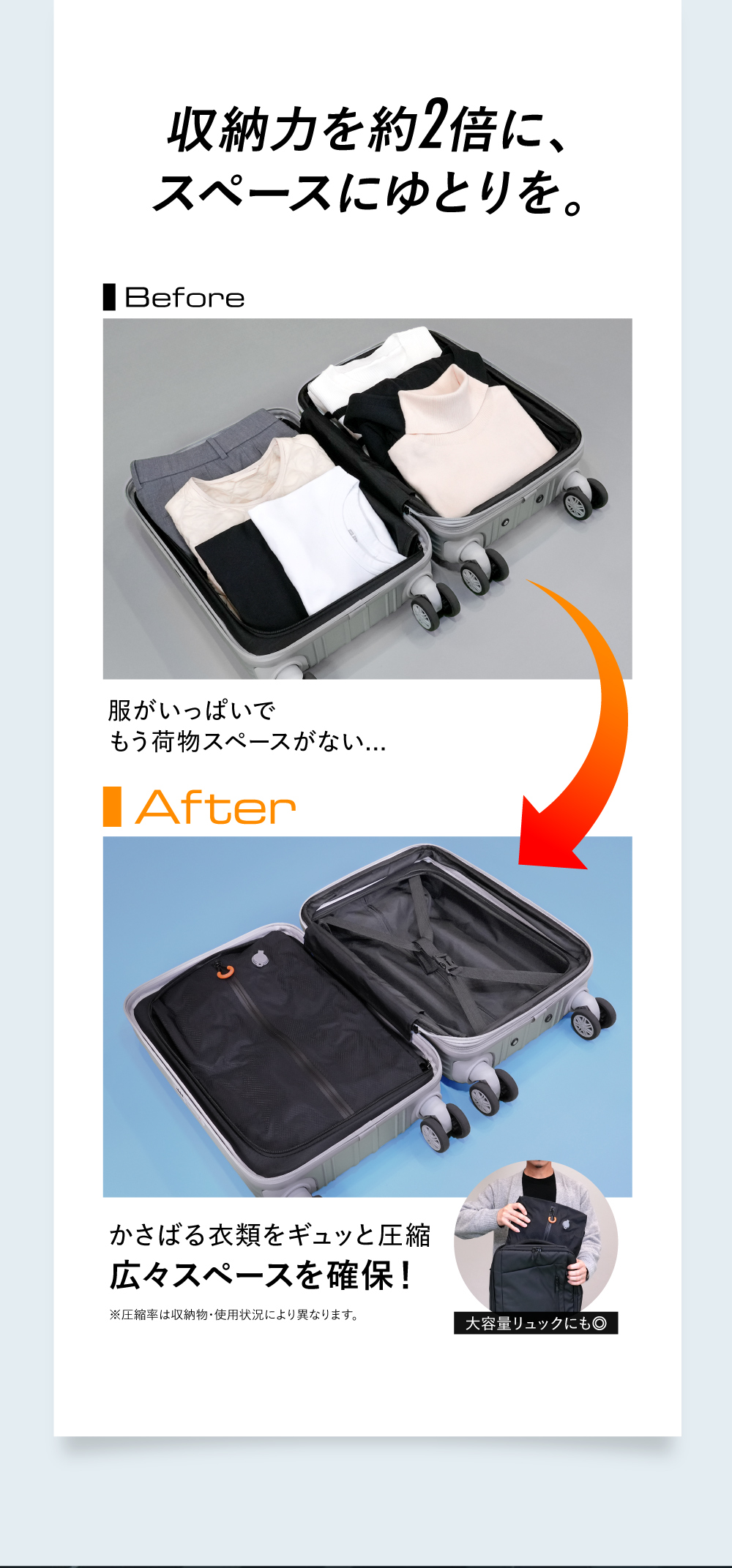 EXCITECH (トラベルクーポン配布中) 圧縮バッグ トラベルポーチ 圧縮