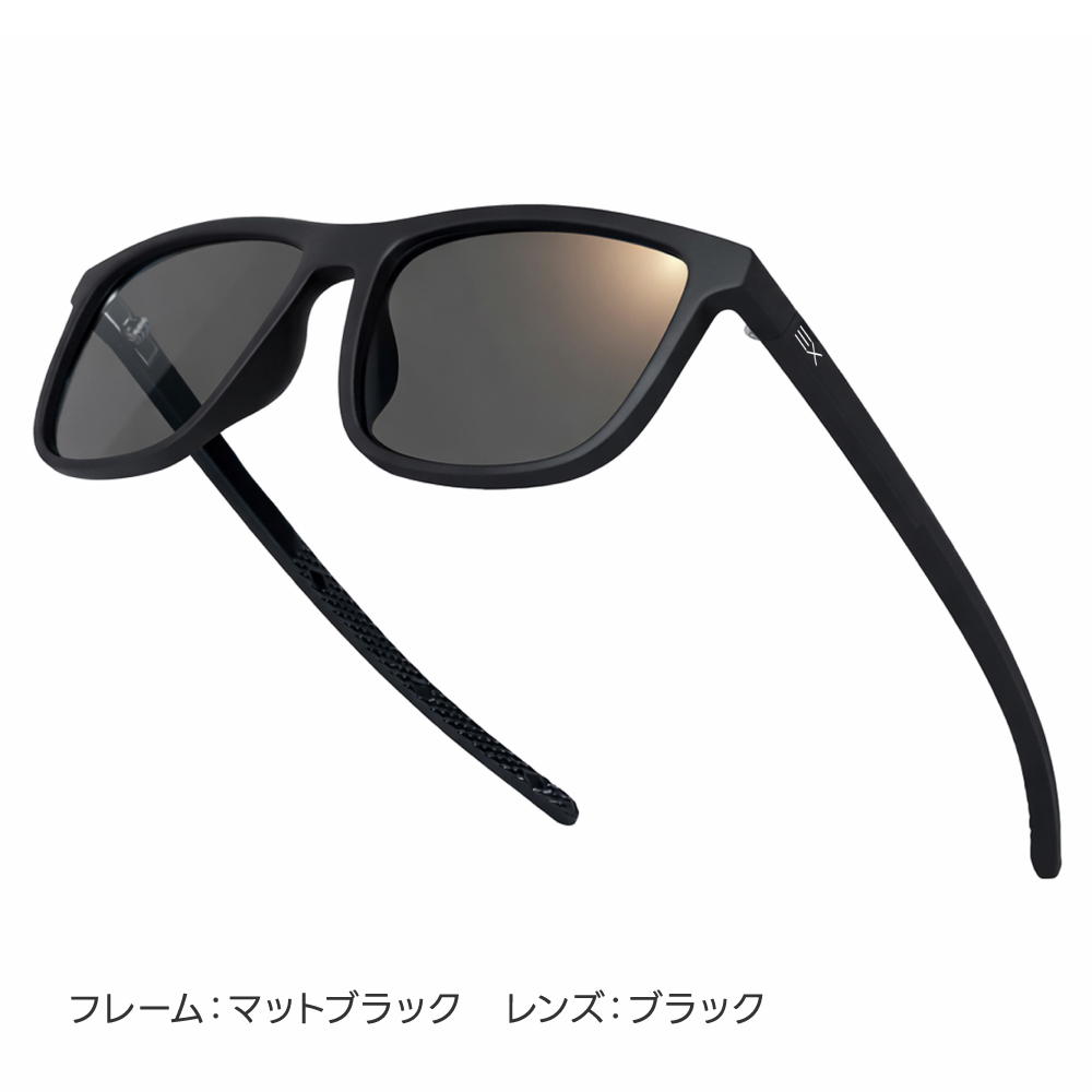 偏光サングラス マットブラック 黒 ケース付き EXCITECH (クリアランスクーポン配布中) サングラス メンズ 偏光