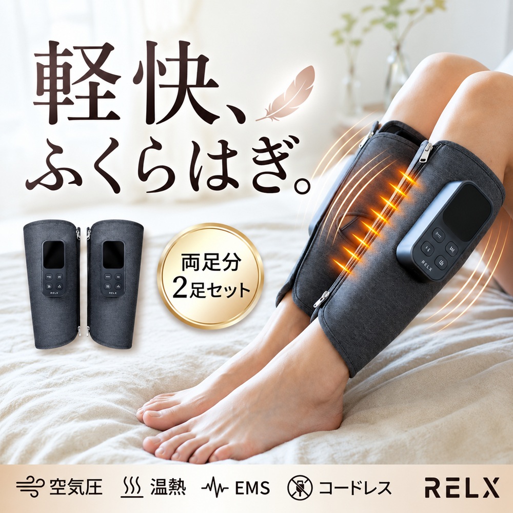 フットケア ふくらはぎケア USB充電式 ふくらはぎリッラクス 2個セット足温 フット ケア 両足 コードレス ふくらはぎ USB充電 リッラクス セット