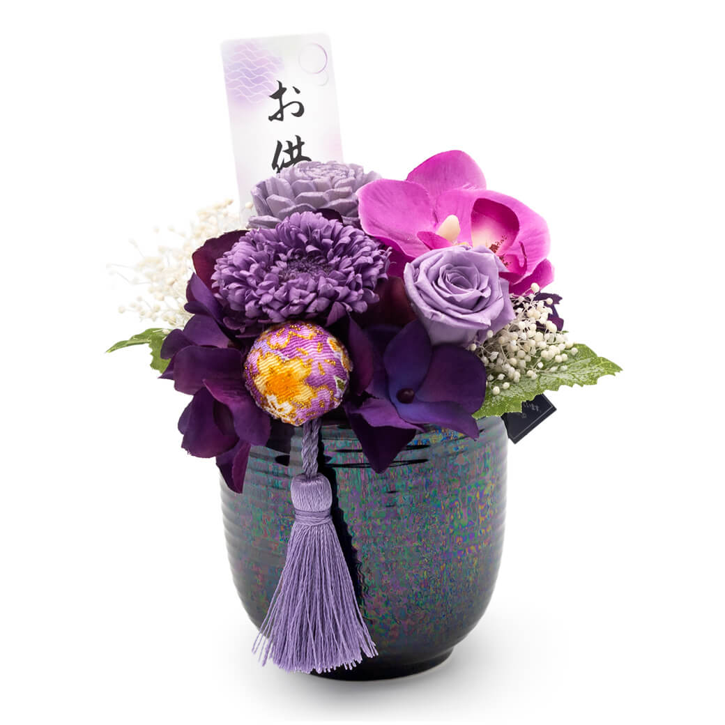 お供え プリザーブドフラワー 「花愛（かんな） パープル 」 お悔やみ