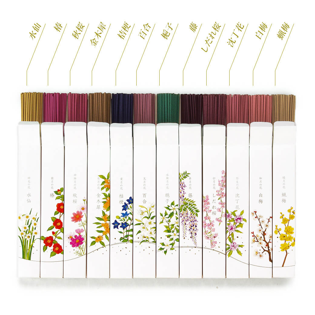 線香「名香 月の花 桐箱 12種入」カメヤマローソク 進物用 贈答用