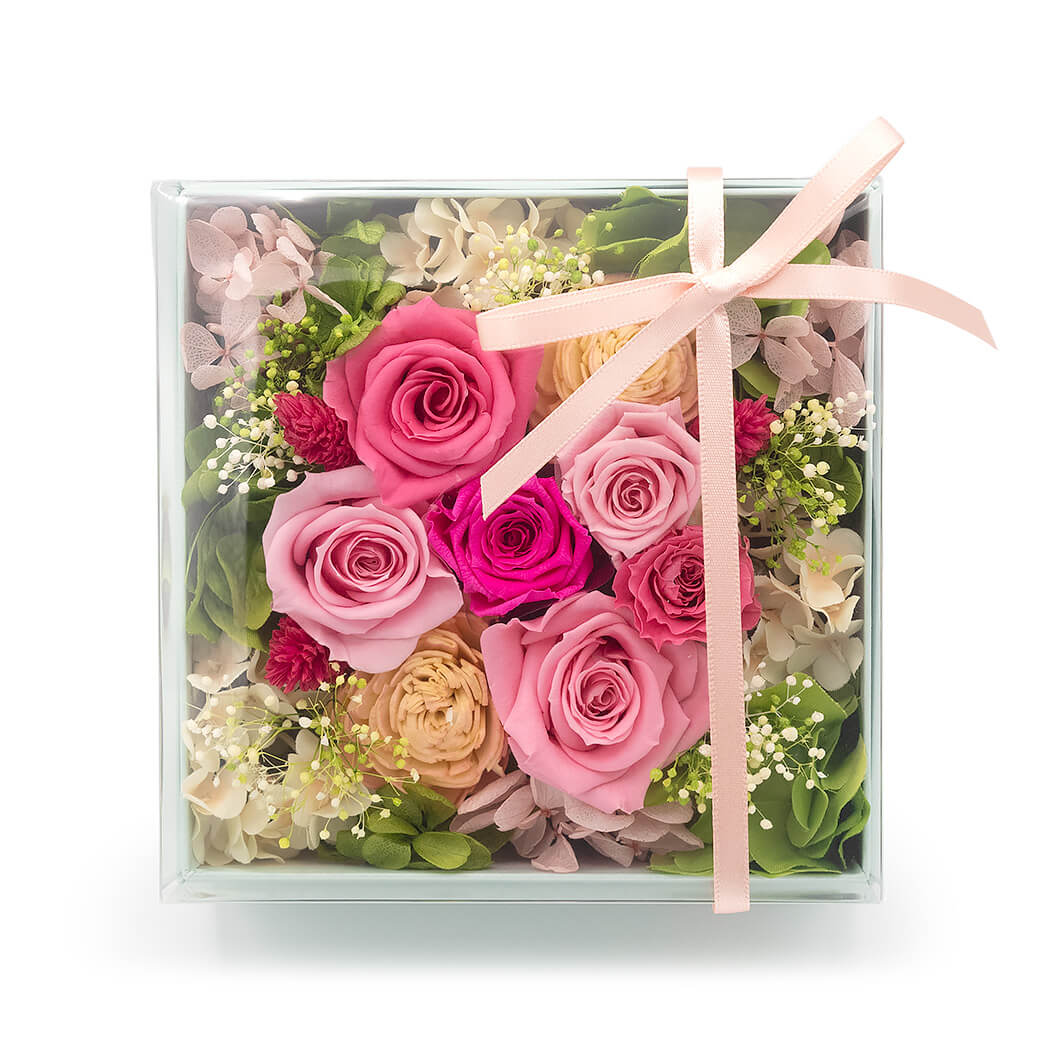 プリザーブドフラワー ギフト「フィオリ プリザBOX」お祝い 花 バラ