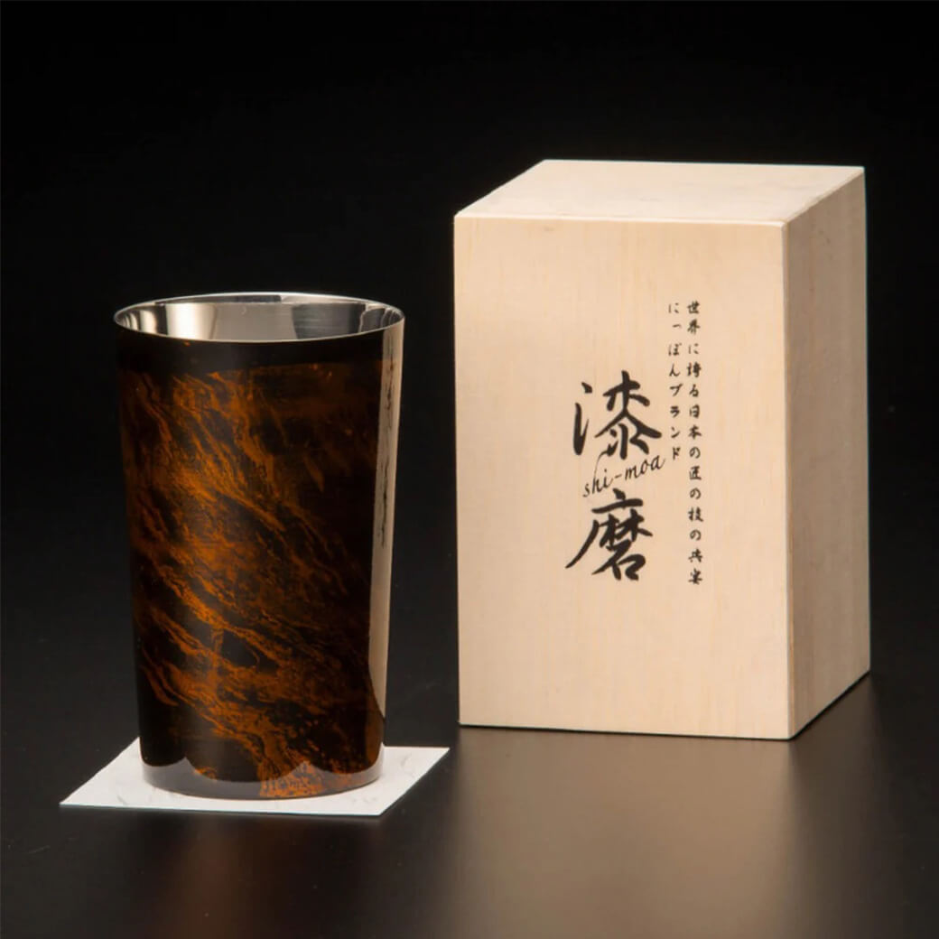 ギフト 漆磨カップ 白檀 ストレート 約270ml 黒 赤 ペアセット お酒