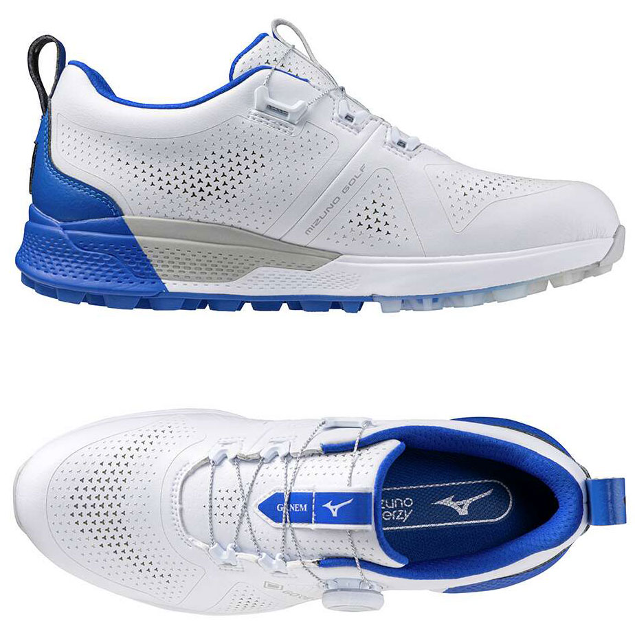 ミズノ　ジェネム WG GTX ボア BOA ホワイト×ブルー 51GQ2400 ミズノ メンズ ジェネム WG GTX ボア スパイクレス ゴアテック