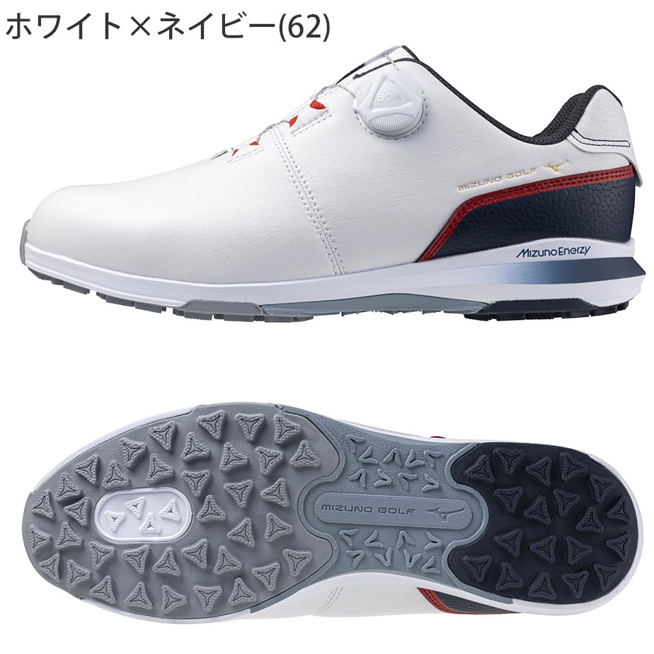 ICON ゴルフシューズ ネイビー/ホワイト MIZUNO ミズノ ネクスライトエナジー ボア ゴルフ シューズ